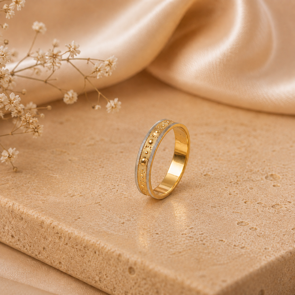 Yana Beaded Dual-Tone Gold Band Ring