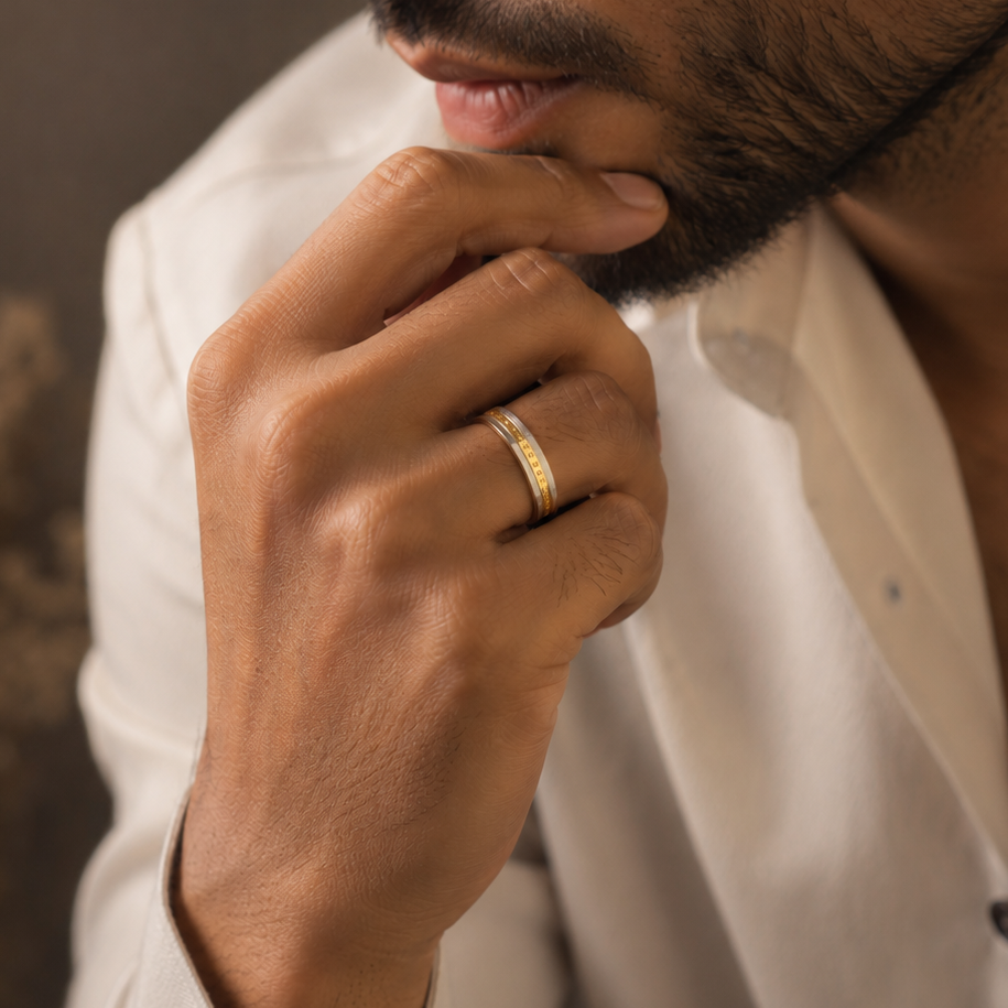 Rivan Dual-Tone Gold Band Ring For Him