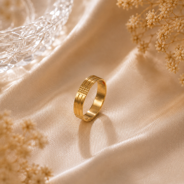 Pyramid Gold Band Ring For Him