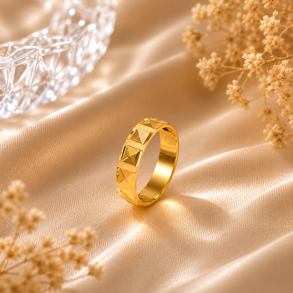 Aurex Geometric Gold Band Ring For Him