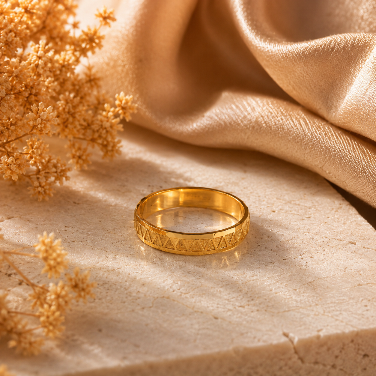 Aarvik Engraved Gold Band Ring