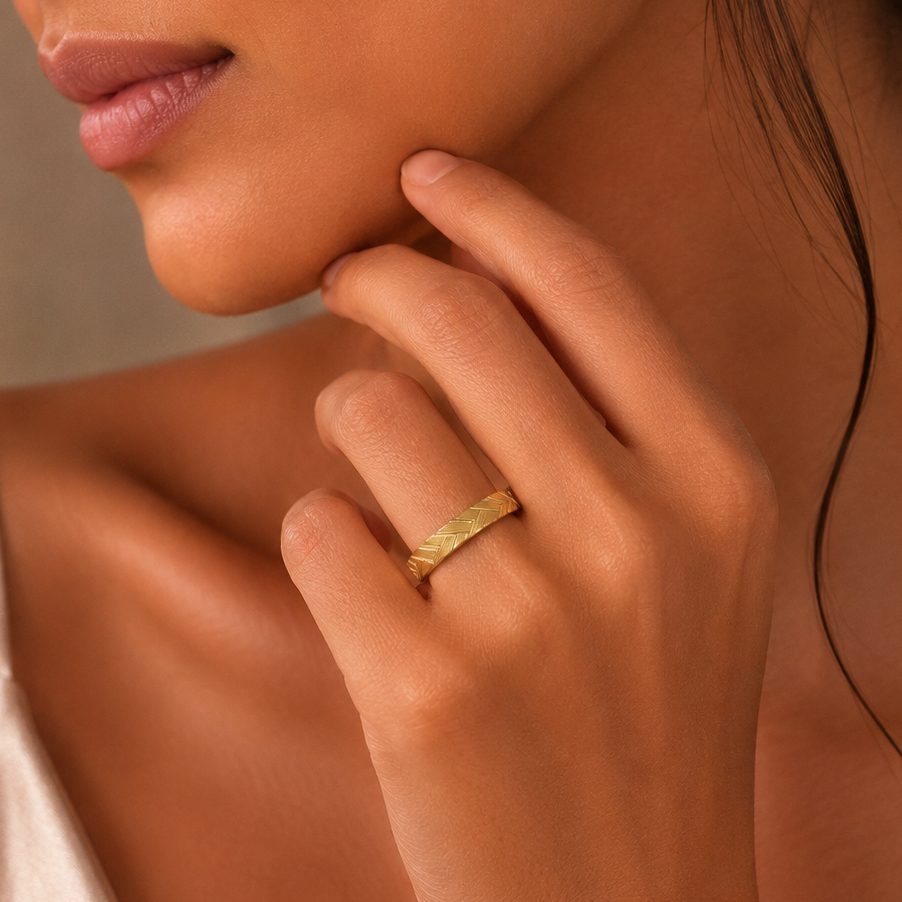 Myra Linear Gold Band Ring