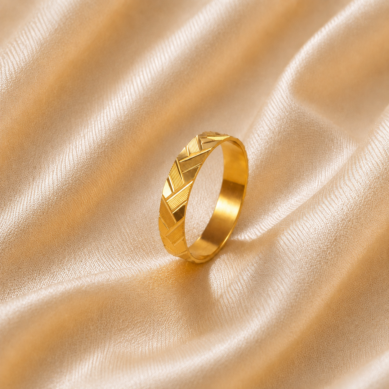 Ruhan  Linear Gold Band Ring For Him