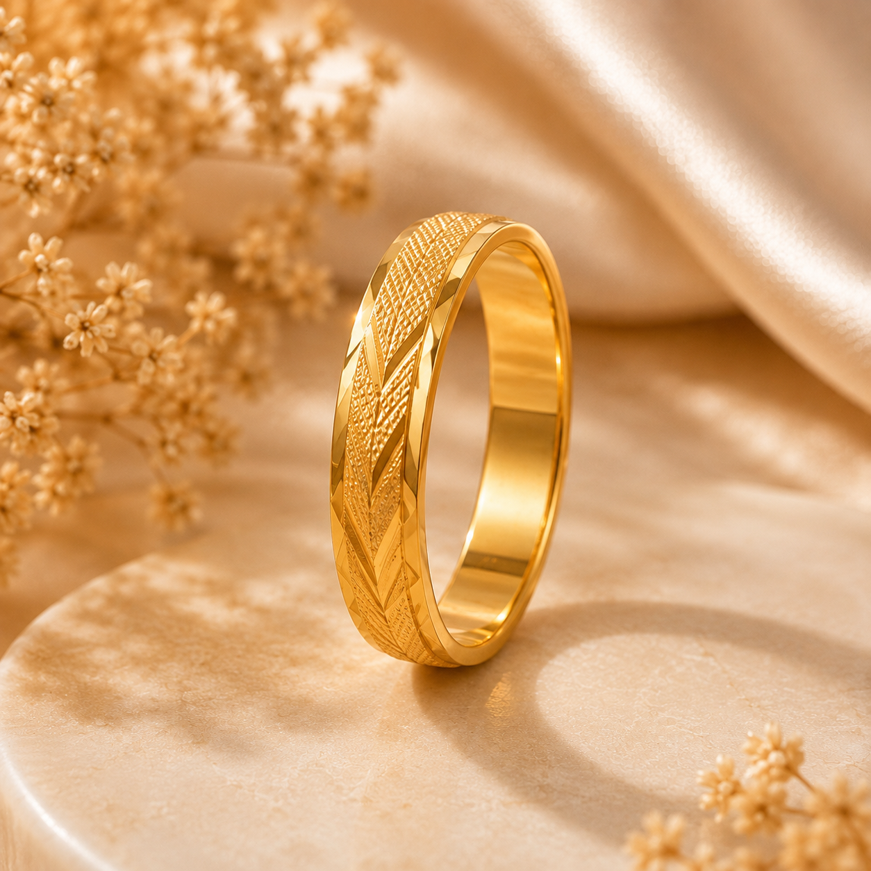 Divya Leaf Gold Band Ring