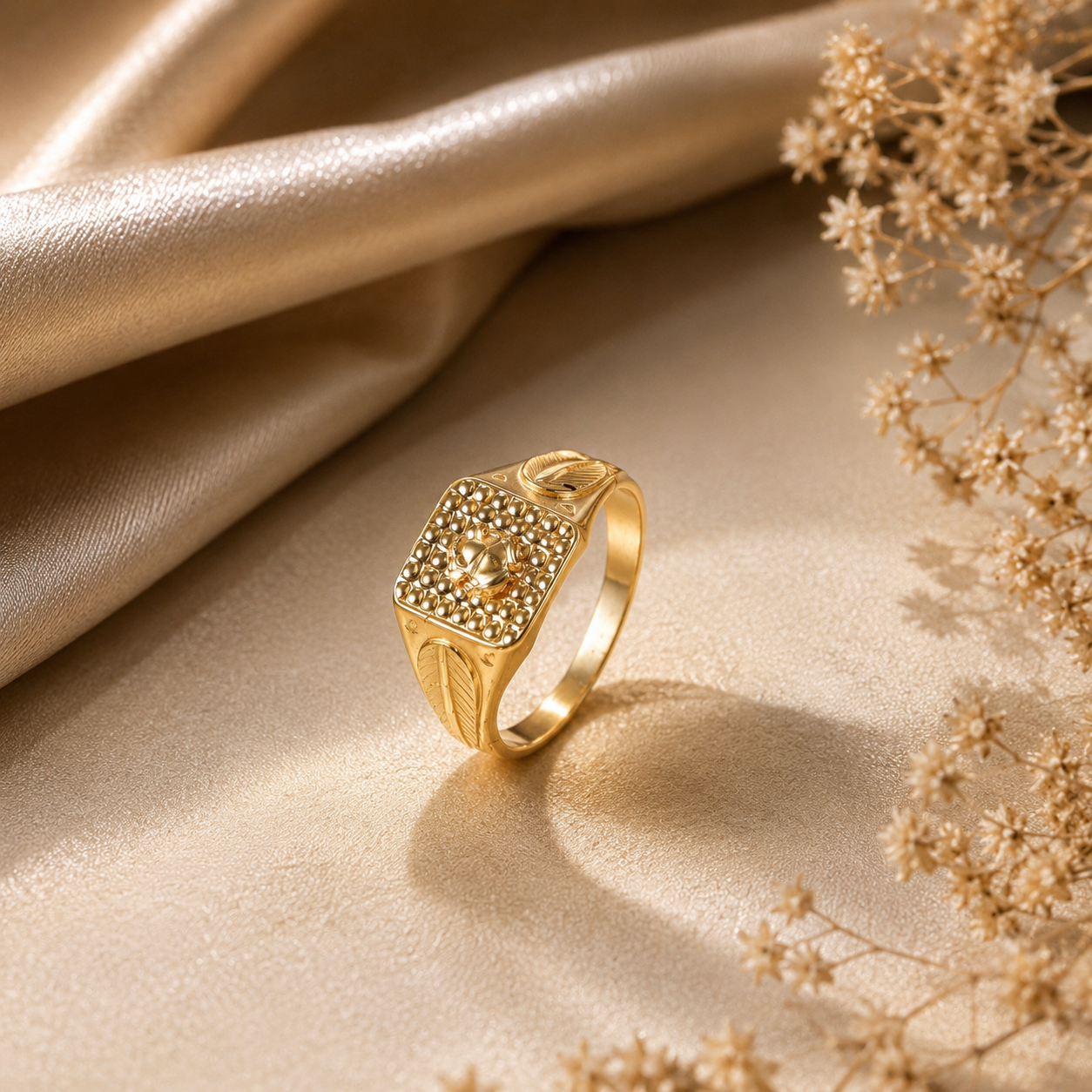 Yuvaan Regal Crest Gold Ring For Him