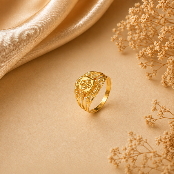 Kabir Regal Signet Gold Ring For Him