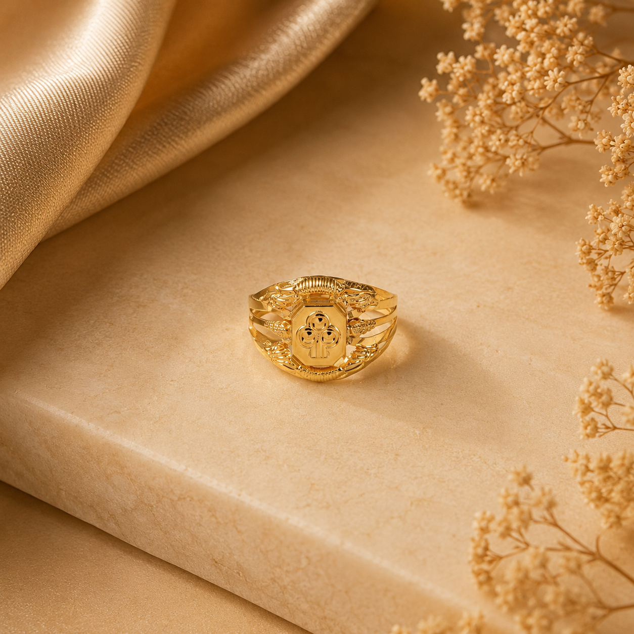 Kabir Regal Signet Gold Ring For Him
