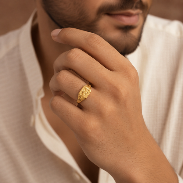Vihaan Royal Crest Gold Ring For Him