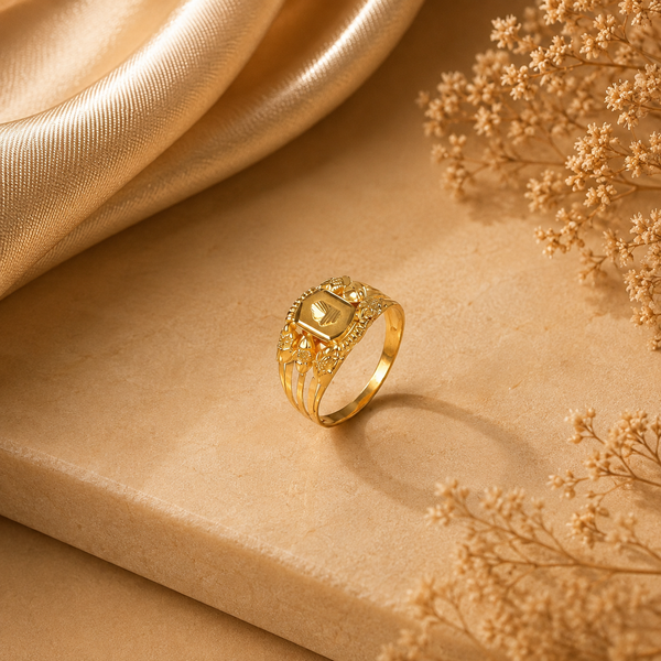 Pranav Imperial Crest Gold Ring For Him