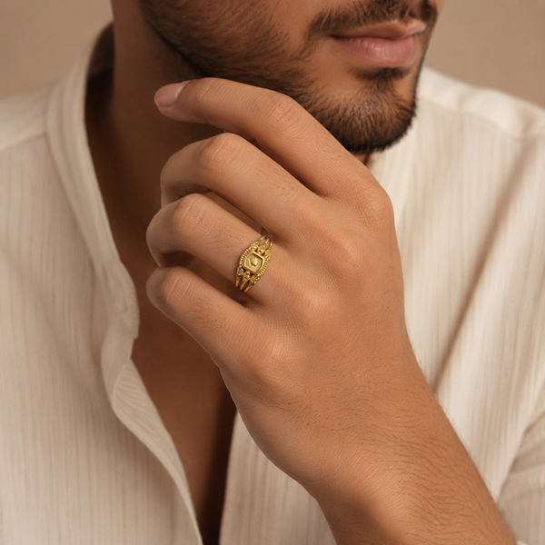 Pranav Imperial Crest Gold Ring For Him