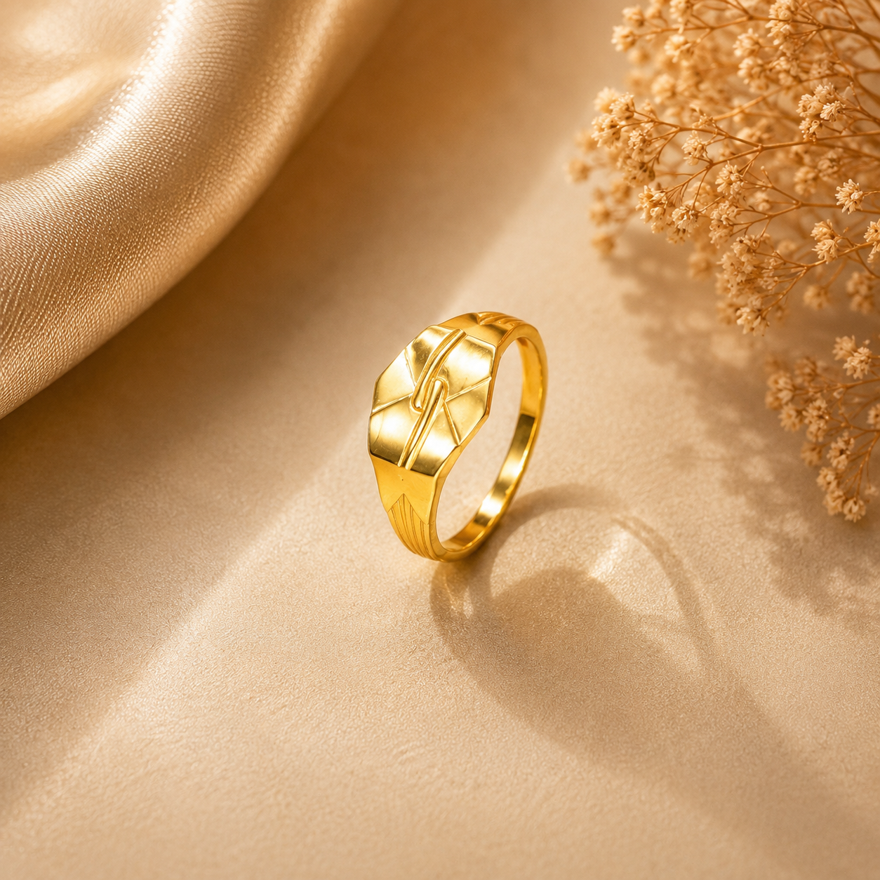 Ronav Sculpted Gold Ring For Him
