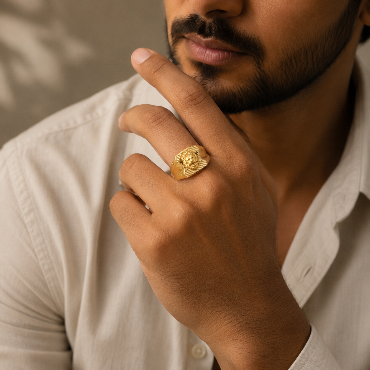 Anvit Royal Lion Gold Ring For Him