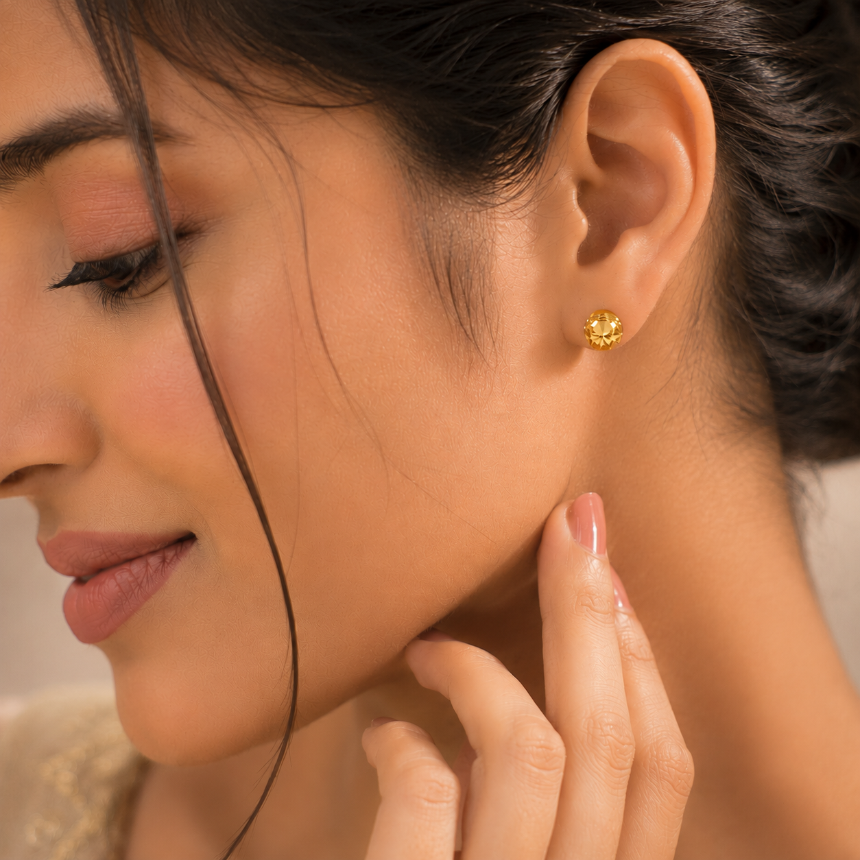Ira Shimmer Sphere Gold Earrings