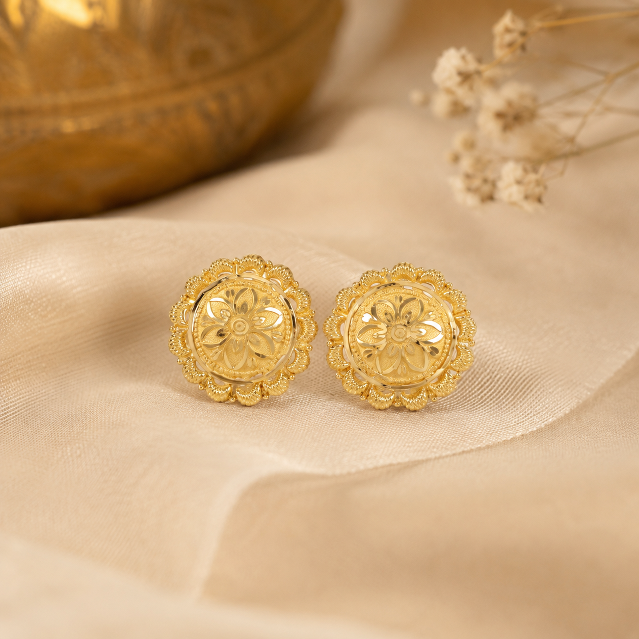 Ivana Lotus  Gold Earrings