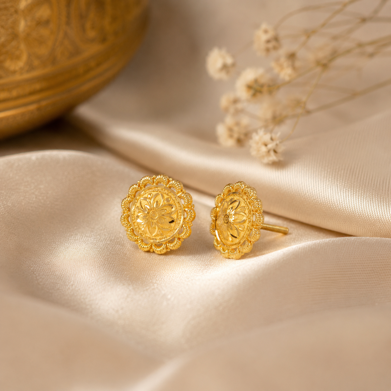 Ivana Lotus  Gold Earrings