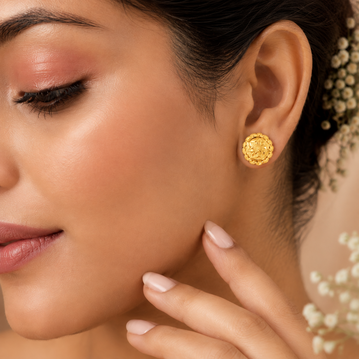 Ivana Lotus  Gold Earrings