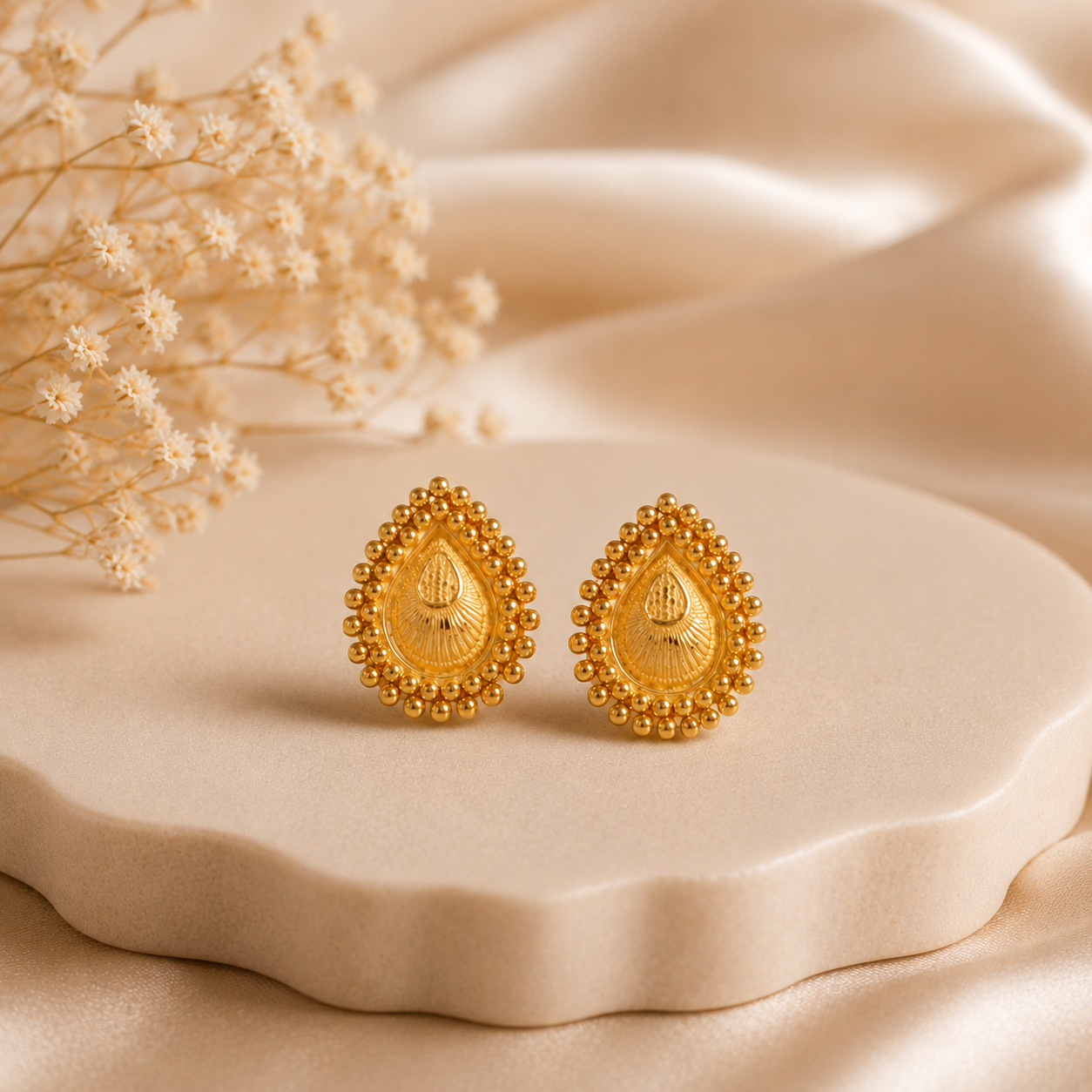 Kiara Beaded Drop Gold Earrings