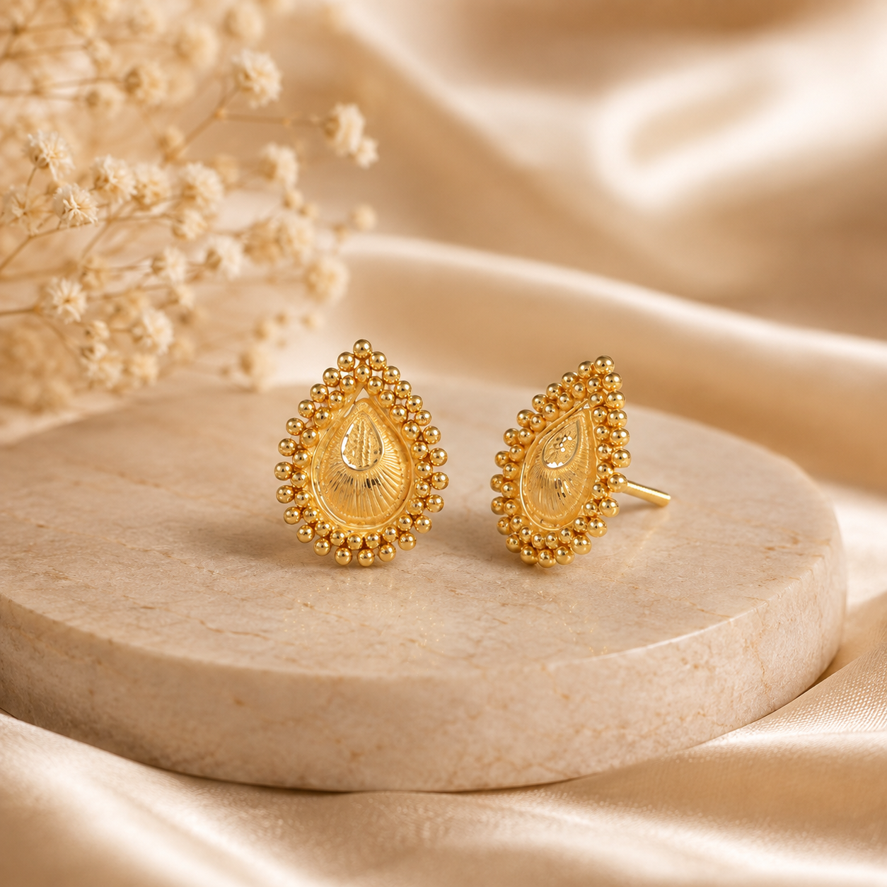 Kiara Beaded Drop Gold Earrings