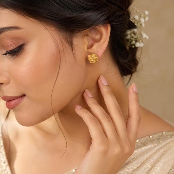 Riyana Pearl Charm Gold Earrings