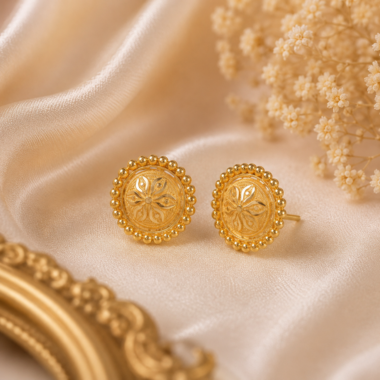Rivya Floral Bloom Gold Earrings