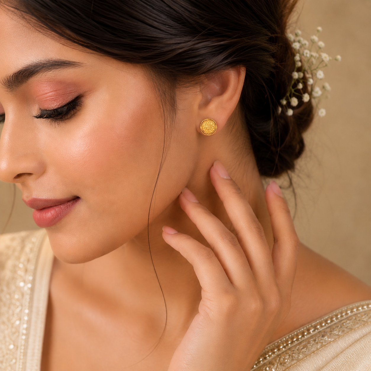 Aarisha Floral Gold Earrings