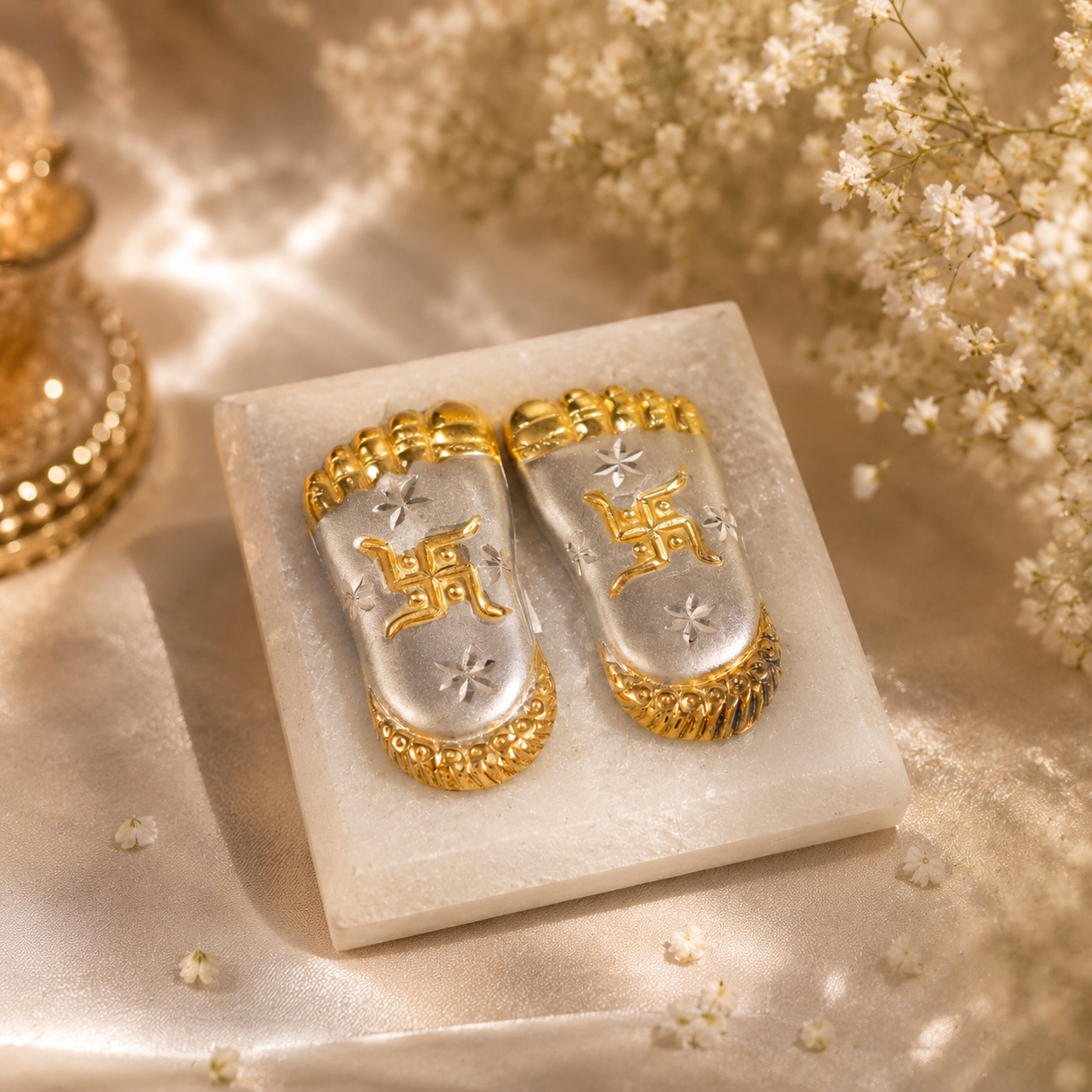 Swastik Charan Silver Paduka