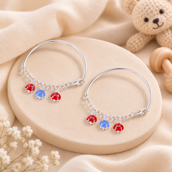 Playful Ellie Silver Baby Bangles