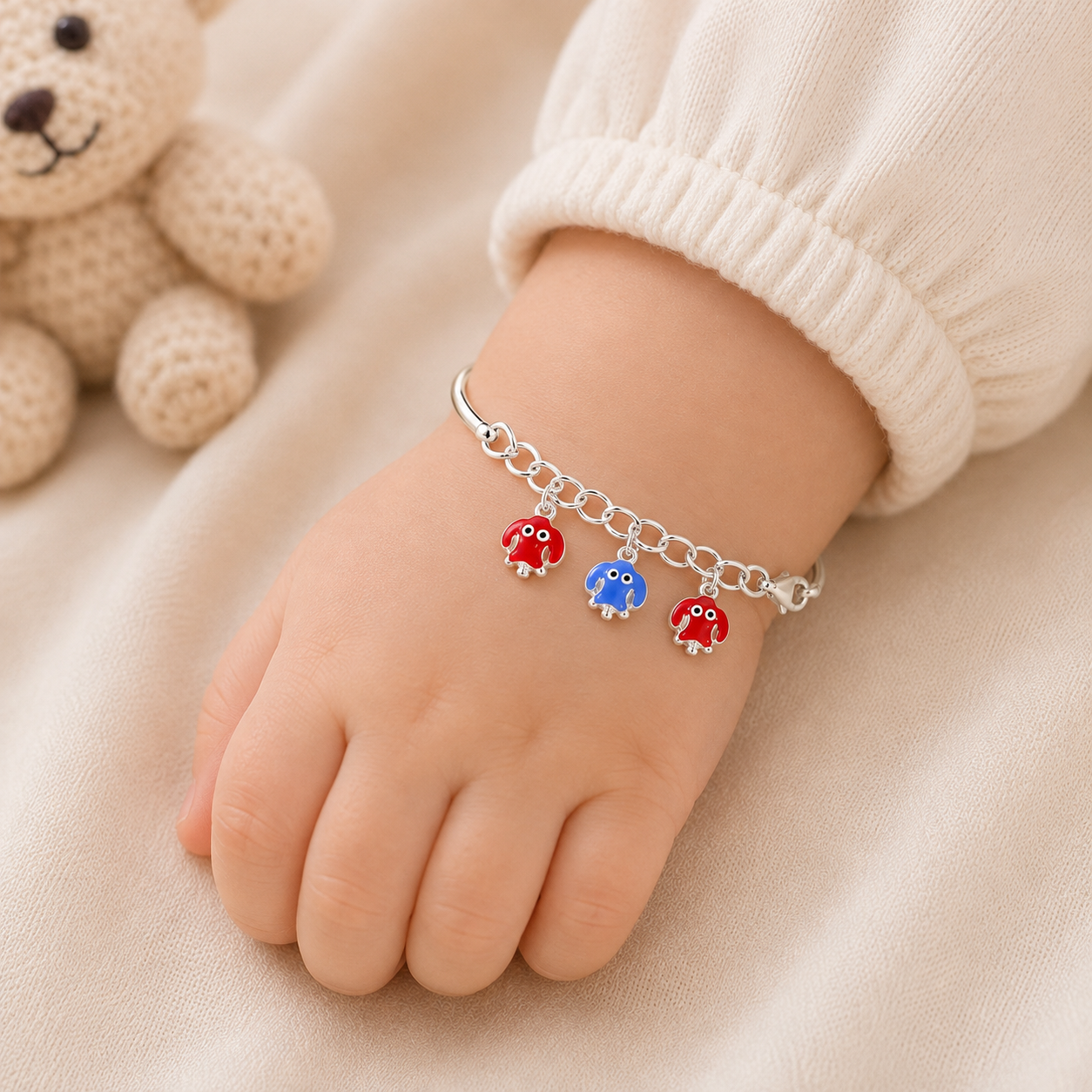 Playful Ellie Silver Baby Bangles