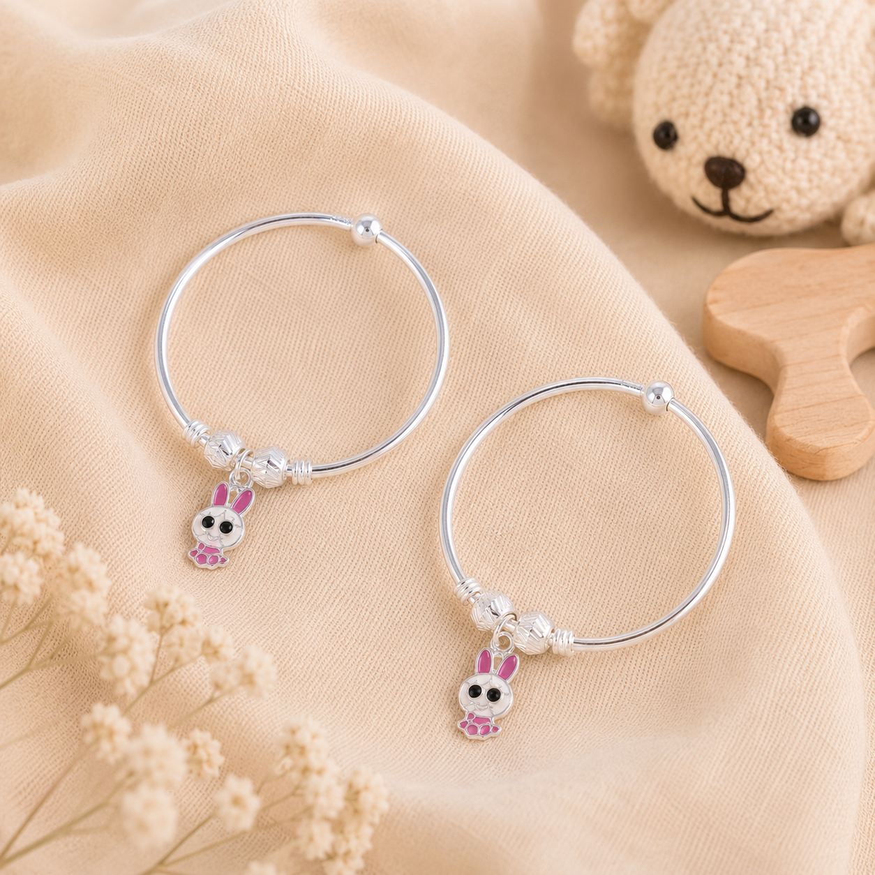 Little Rabbit Silver Baby Bangles