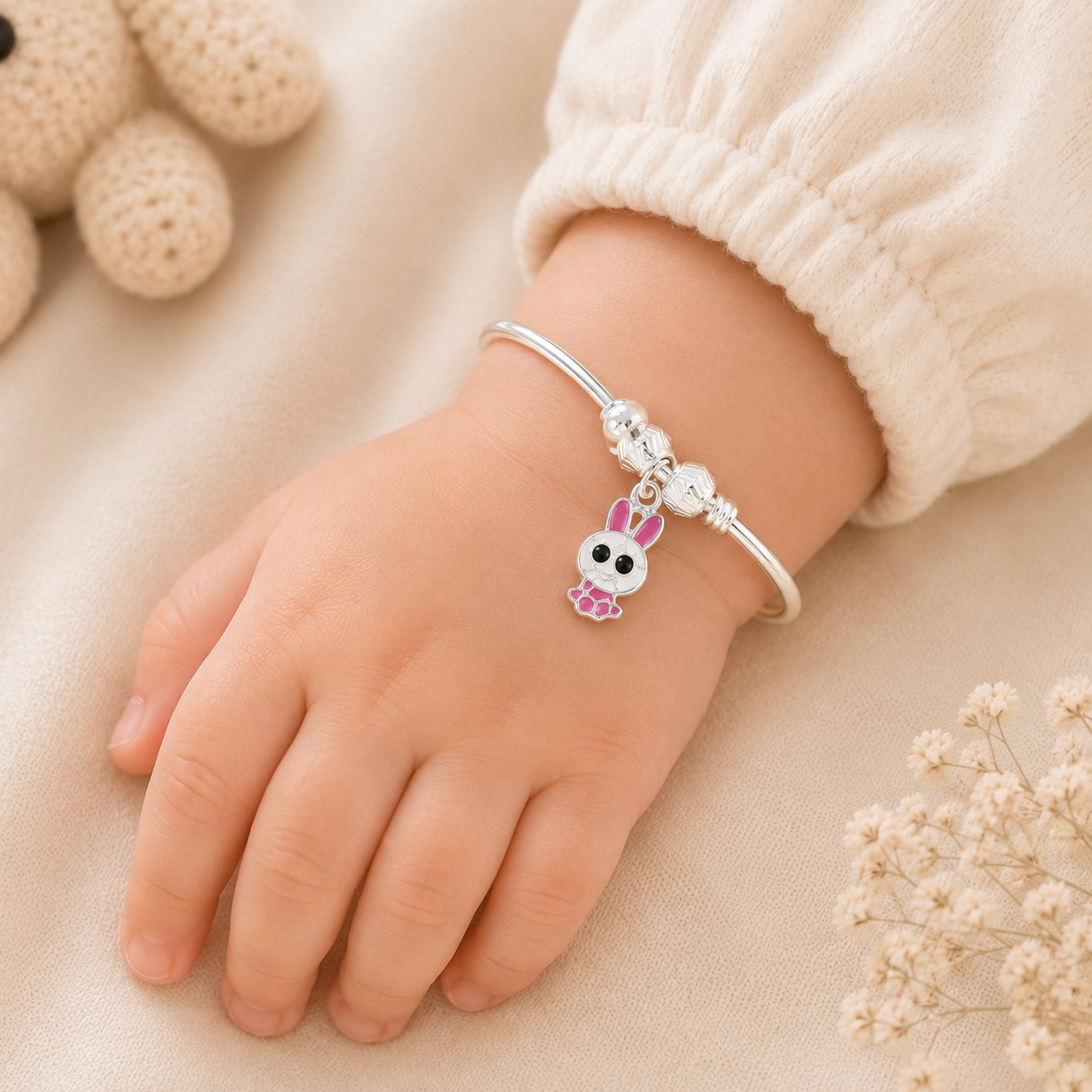 Little Rabbit Silver Baby Bangles