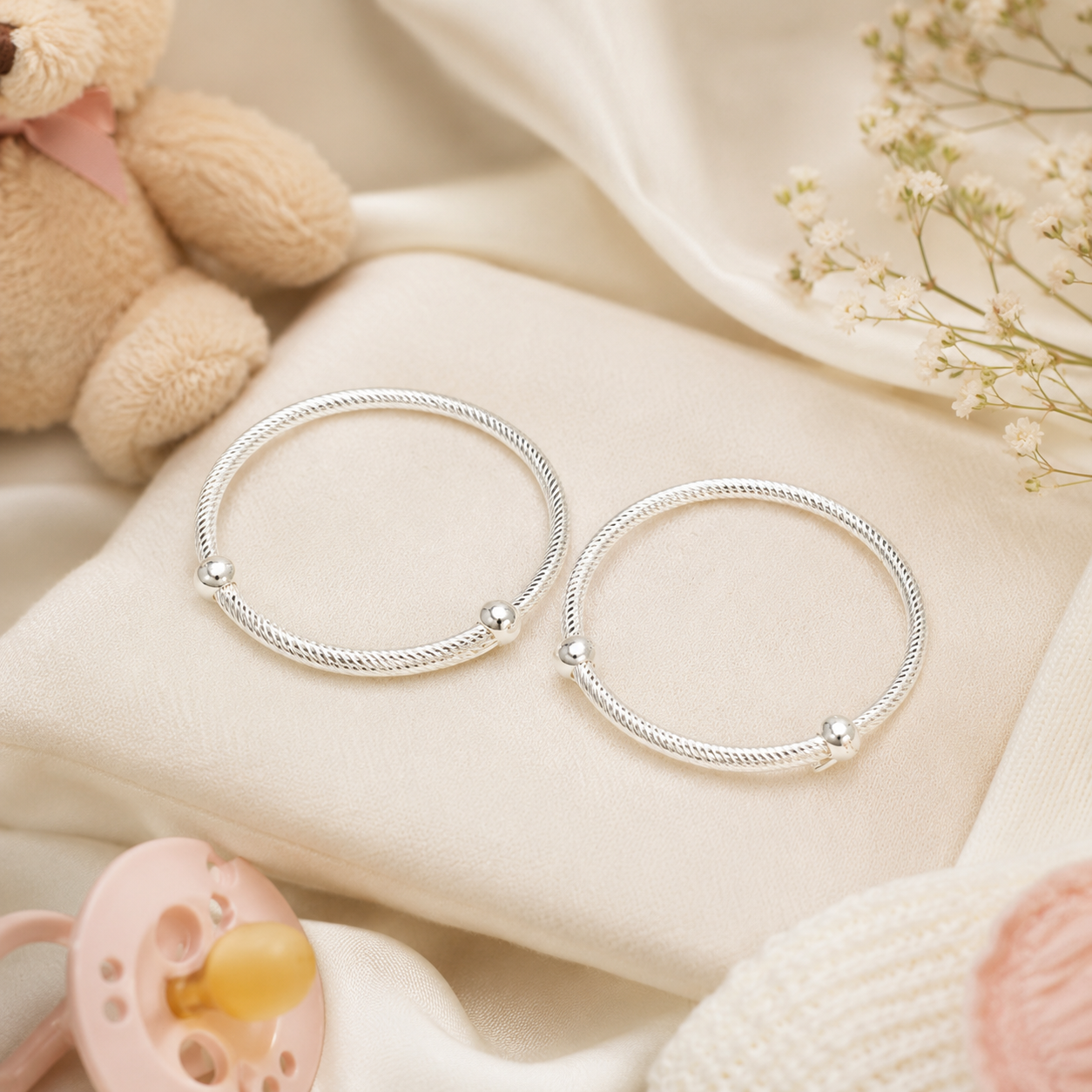 Twisted Grace Silver Baby Bangles