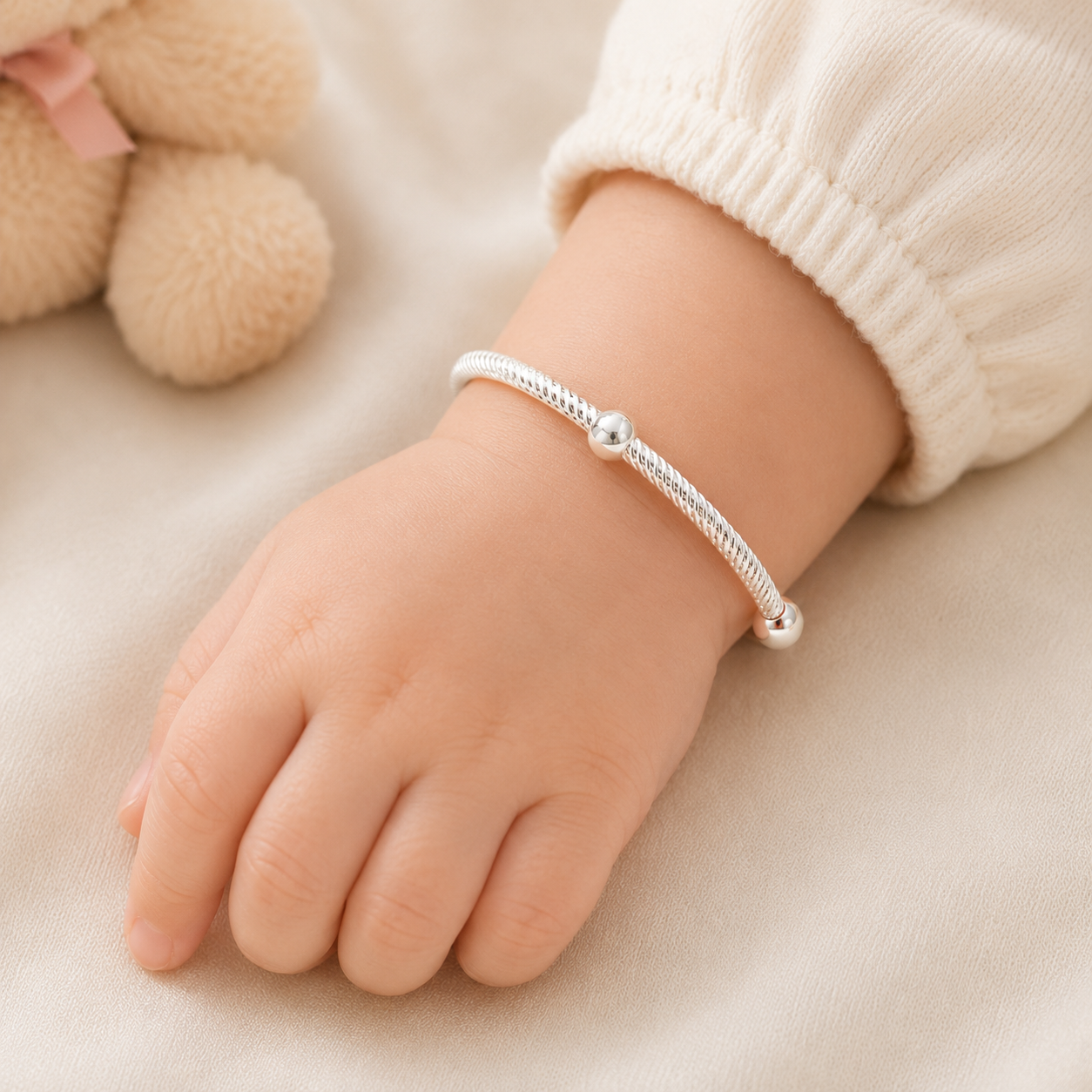Twisted Grace Silver Baby Bangles