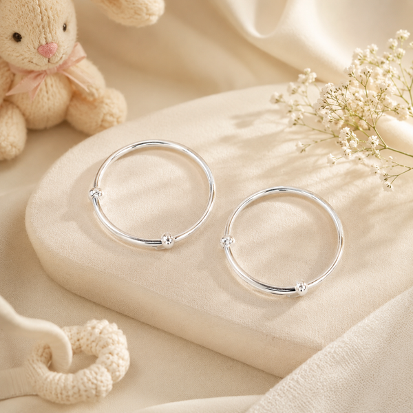 Minimal Charm Silver Baby Bangles