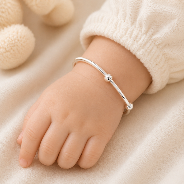 Minimal Charm Silver Baby Bangles