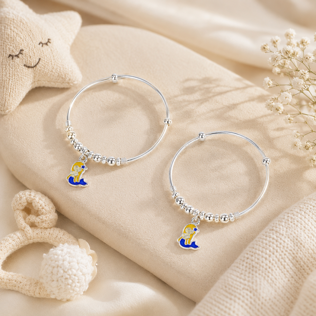 Dreamy Moon Silver Baby Bangles