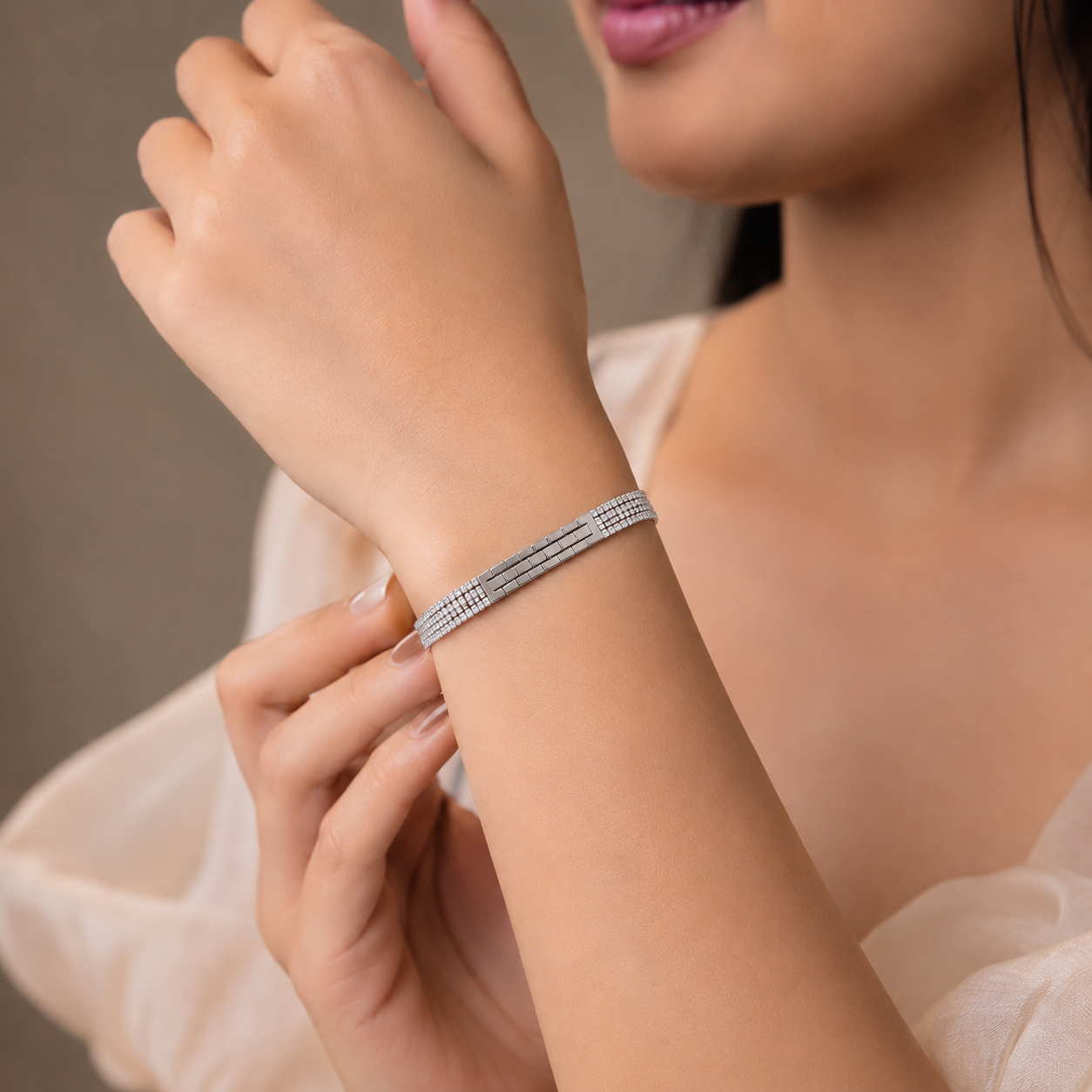 Luxe Crystal Silver Bracelet