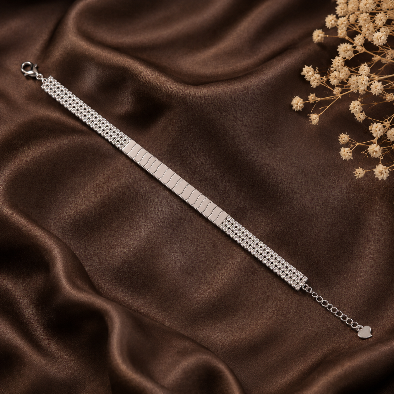 Avyana Eveline Crystal Band Silver Bracelet