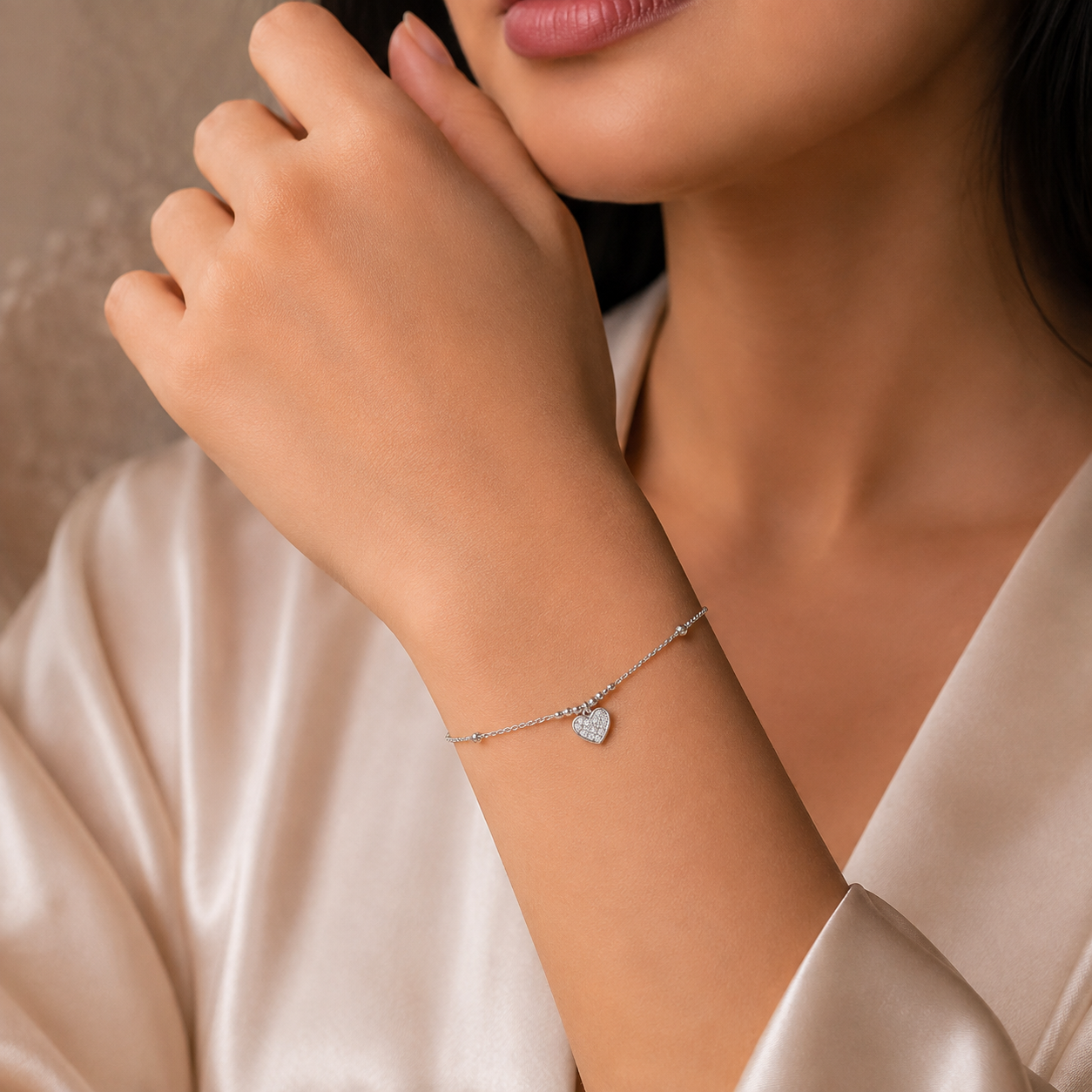 Ruhi Heart Silver Bracelet