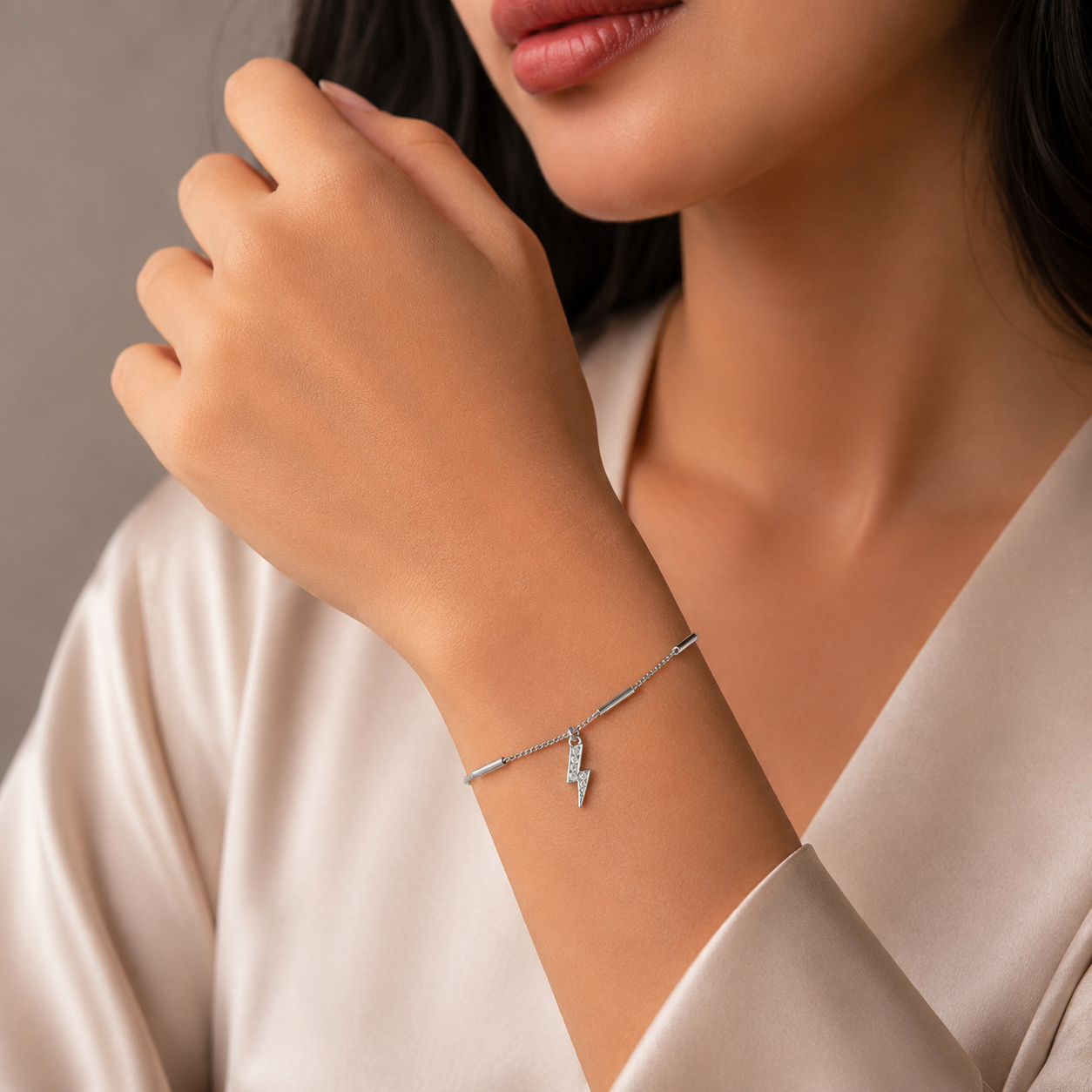 Zaira Lightning Charm Silver Bracelet
