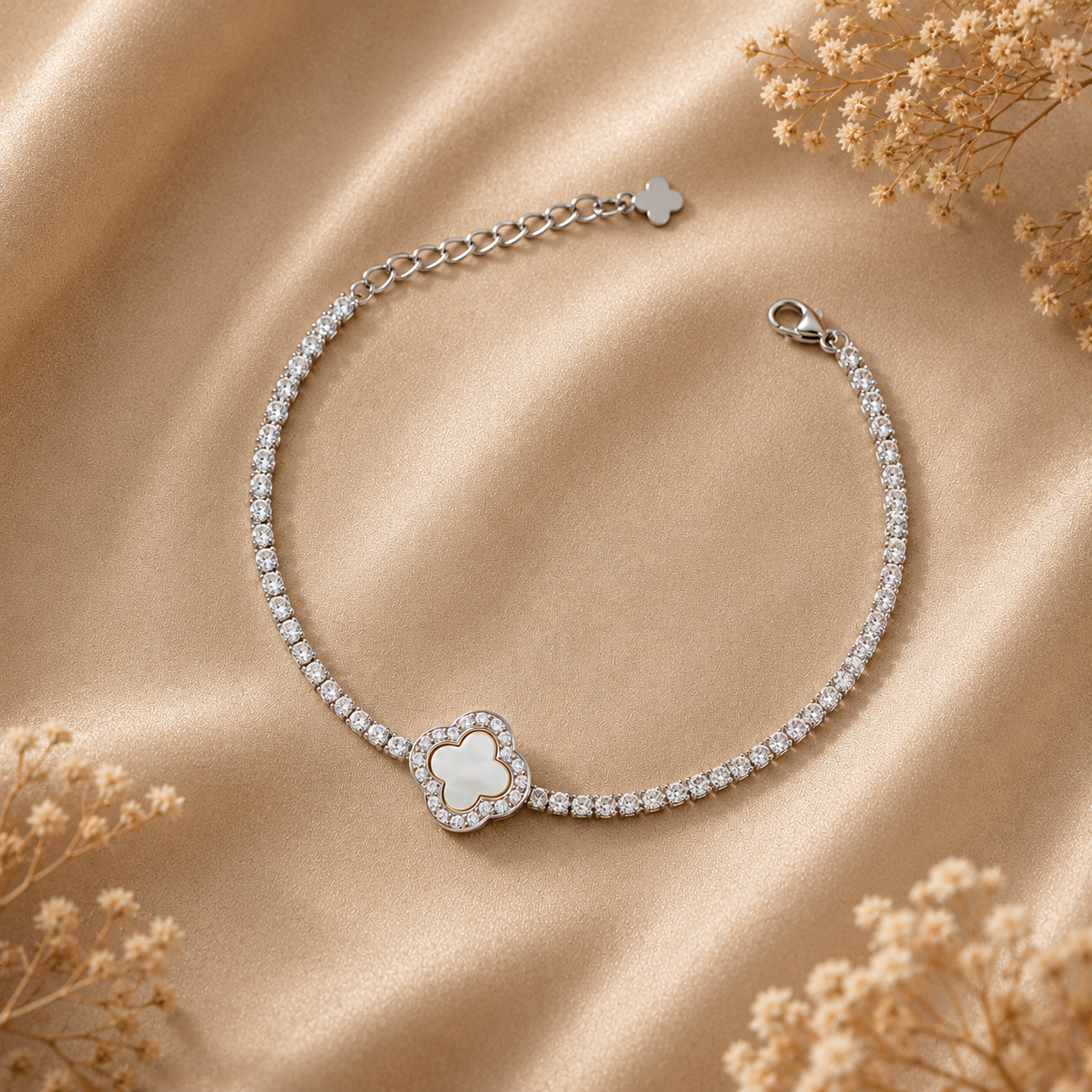 Prisha Clover Silver Bracelet