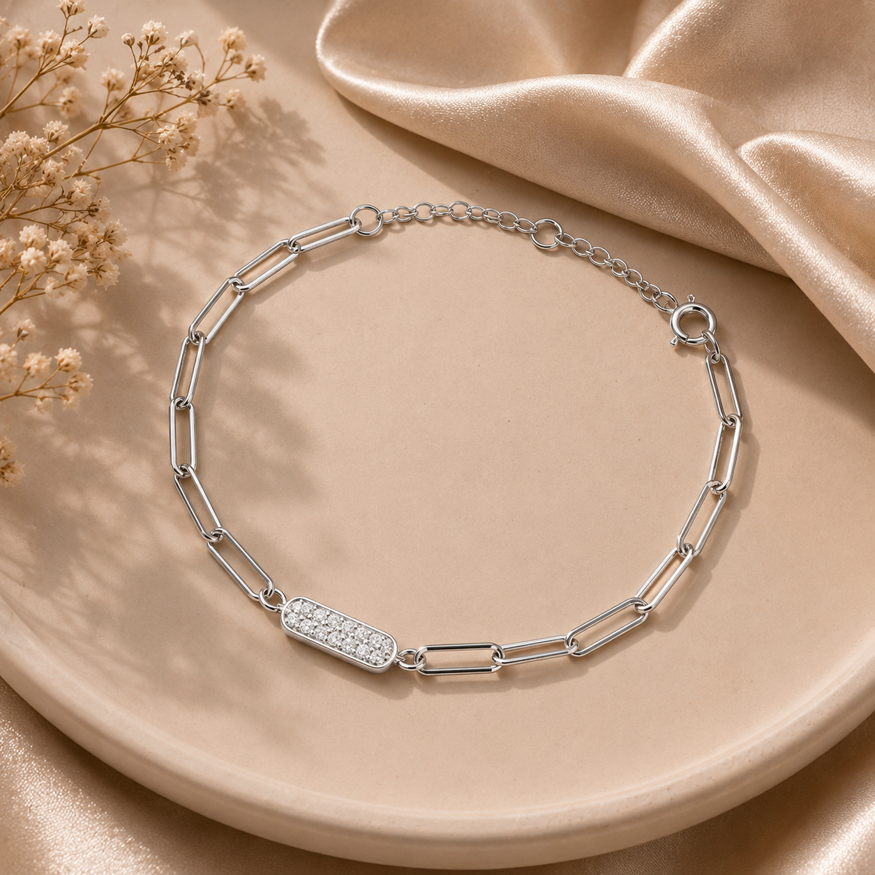 Reyna Sparkle Link Silver Bracelet