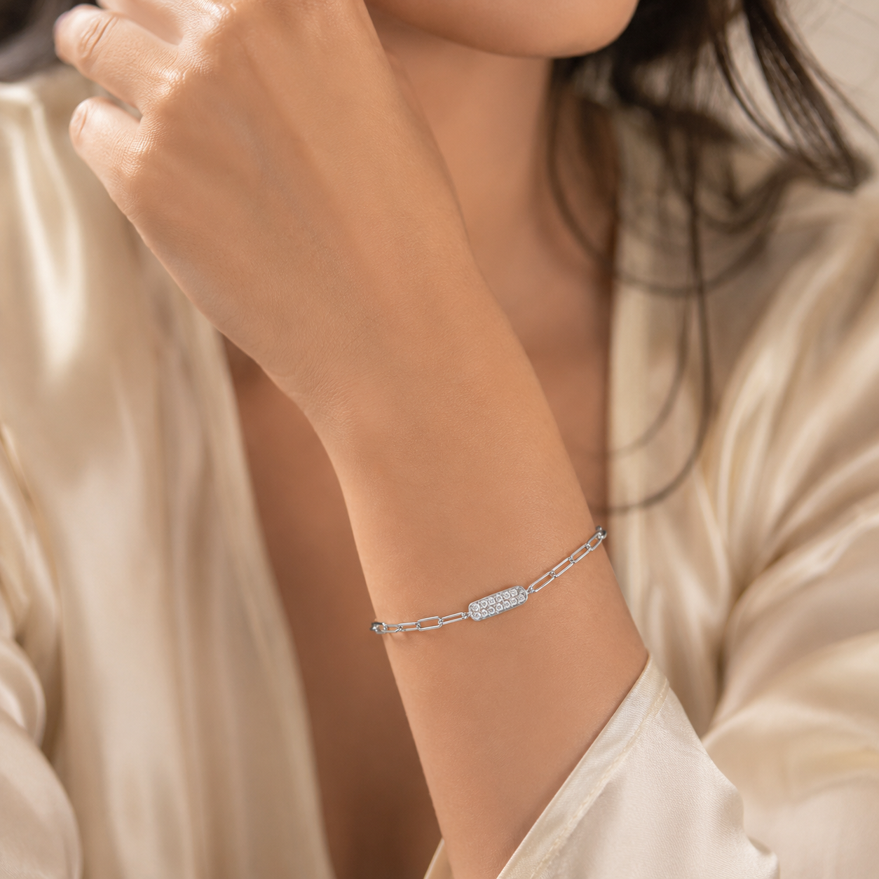 Reyna Sparkle Link Silver Bracelet