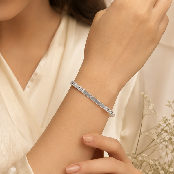 Aarna Grid Silver Bracelet