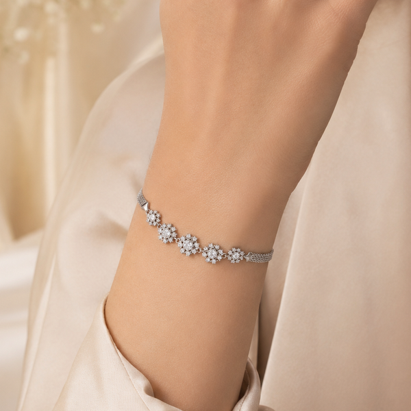Anvika Sunburst Charm Silver Bracelet