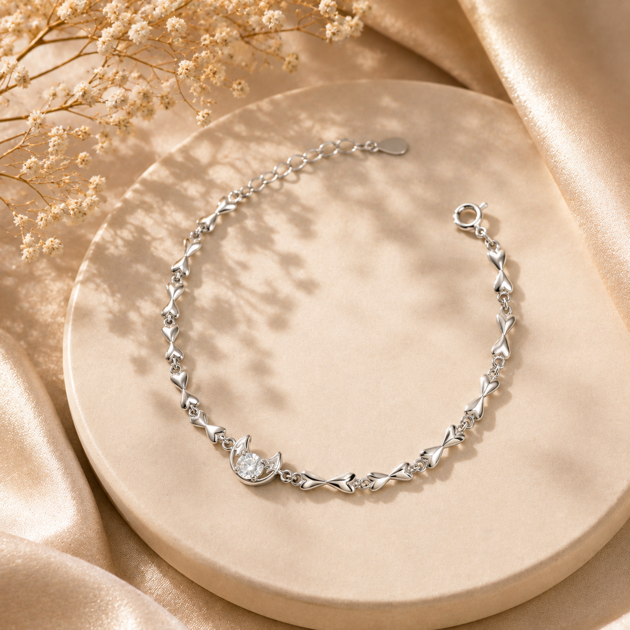 Zara Moonlit Hearts Silver Bracelet