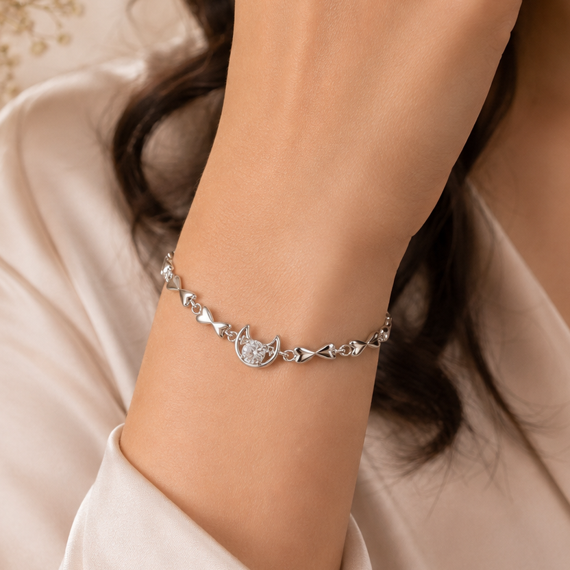 Zara Moonlit Hearts Silver Bracelet