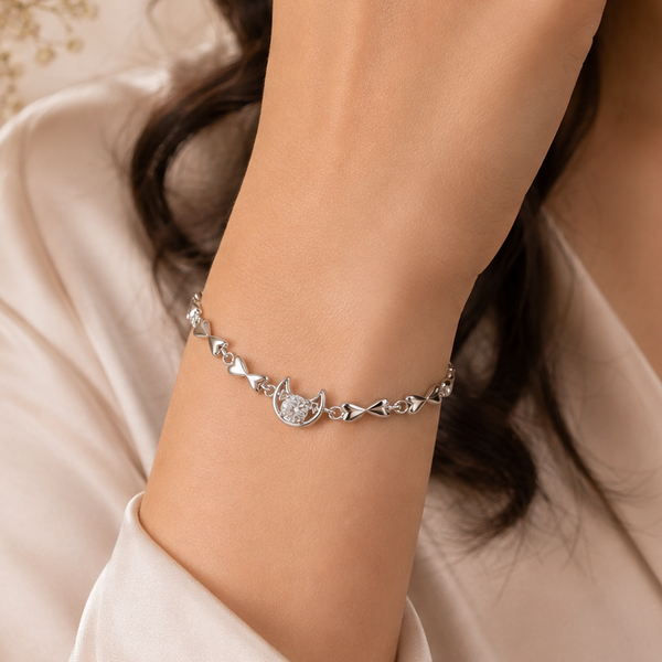 Zara Moonlit Hearts Silver Bracelet