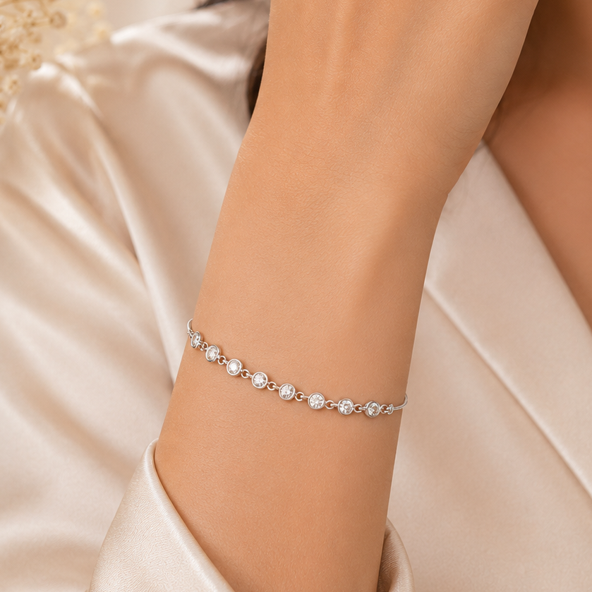 Vanya Crystal Silver Bracelet