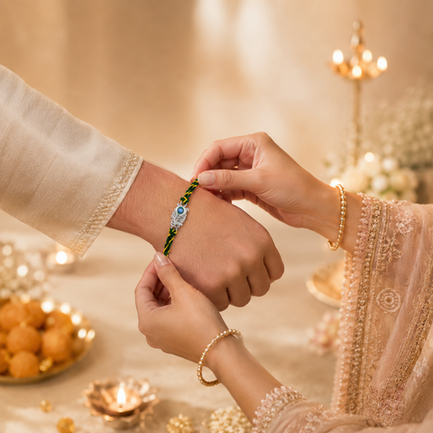 Mor Pankh Silver Rakhi
