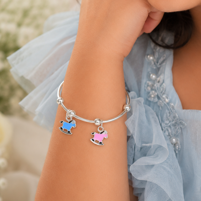 Rocking Horse Silver Baby Bangles